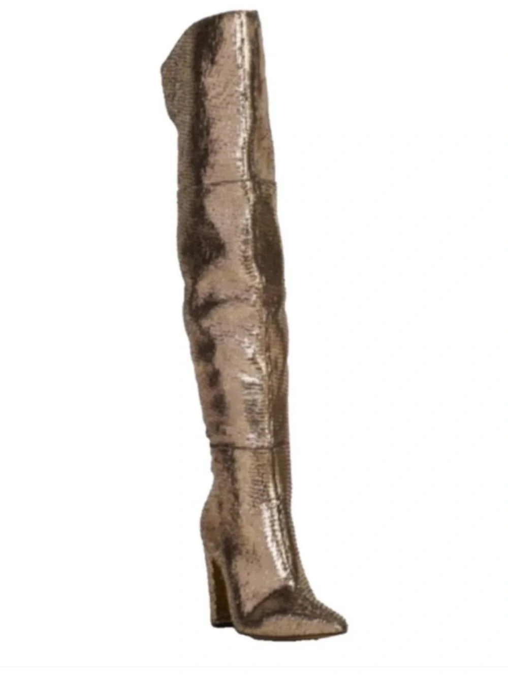 Vince Camuto Minnada Over The Knee Boots in Warm Pewter Met Cut Gem Size 6.5